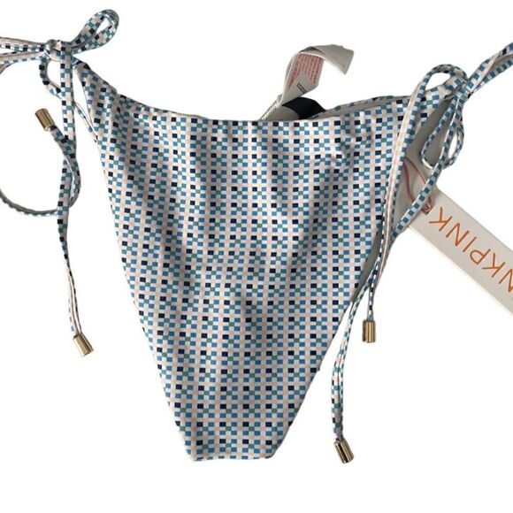 Minkpink Zephyr Blue Multi Side Tie String Bikini Bottoms Size Medium NWT - Picture 3 of 10